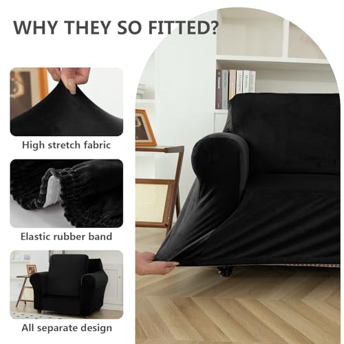 Housse de canapé imperméable noire pour salon familial dynamique avec animaux