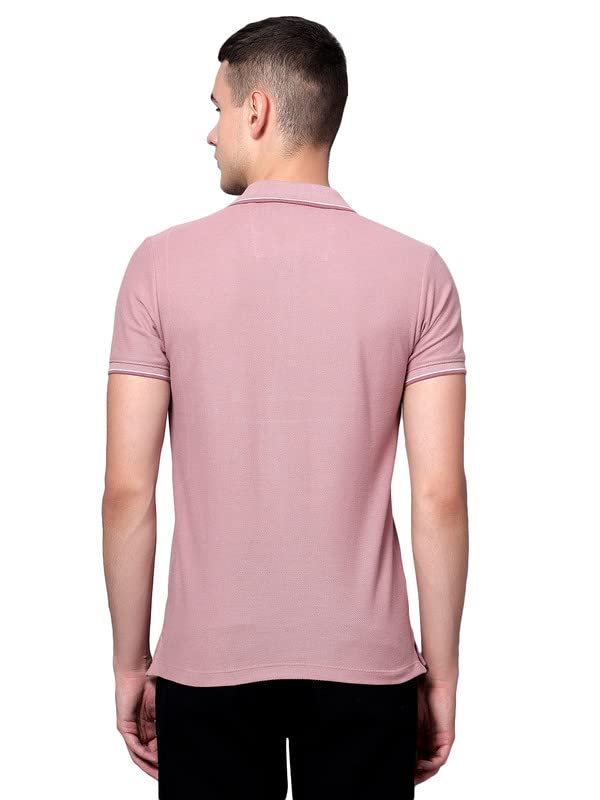Image of Cantabil Beige Regular Fit Solid Polo Neck Half Sleeve Casual T-Shirt for Men | Half Sleeves Polo Neck T-Shirts for Men | Mens Polo Neck Solid T-Shirt (P MTSH00242)