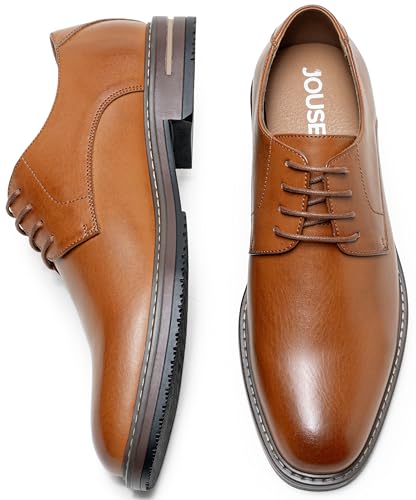 Image of Jousen Men's Dress Shoes Cap Toe Formal Oxfords for Men Business Lace Up Casual Comfortable Shoes