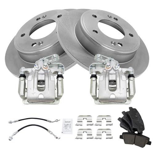 Image of TRQ Rear Brake Pad and Rotor Set Ceramic Calipers Compatible with 2011-2016 Hyundai Elantra 2013-2014 Elantra Coupe
