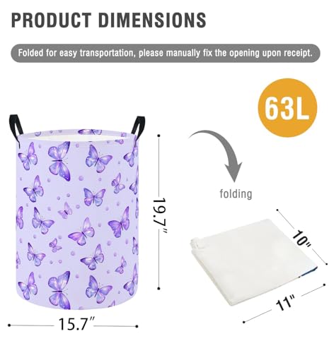 Image of Baby Laundry Hamper Basket Baby Hamper for Nursery Boy and Girl Cute Storage Bin Organizer Boho Room Decor(Butterfly)