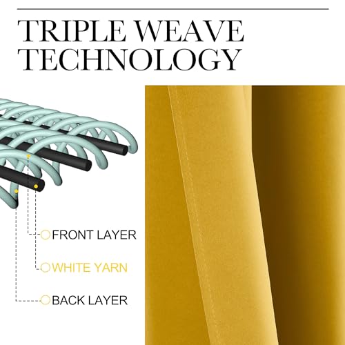 Image of NICETOWN Gold Blackout Cafe Faux Silk Curtains for Small Windows, 42 inch Wide by 63 inch Long, 2 Panels, Grommet Privacy Blackout Satin Drapes for Home Decoration