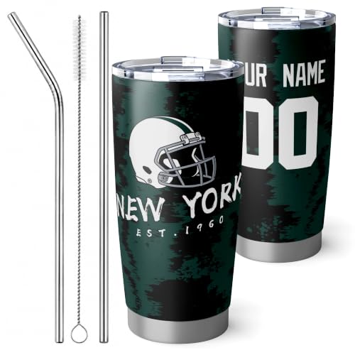 Image of ANTKING New York J Tumbler 20oz Travel Mug Custom Number Name Gifts