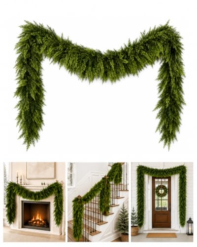 Artificial Christmas Cedar Garland, 6 FT Real Touch Pine Greenery