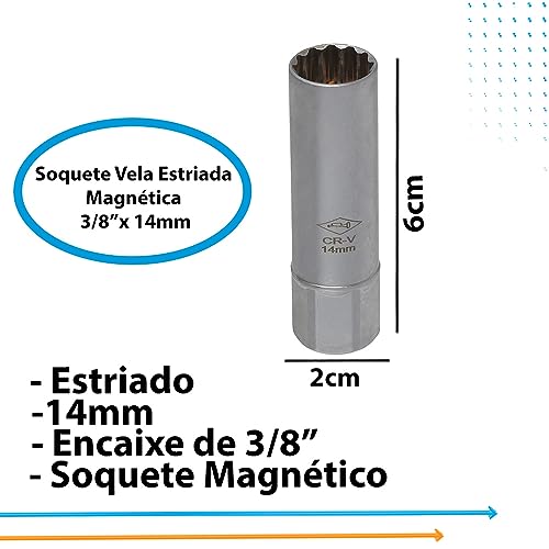 Soquete para vela Estriada Magnet 14Mm 3/8