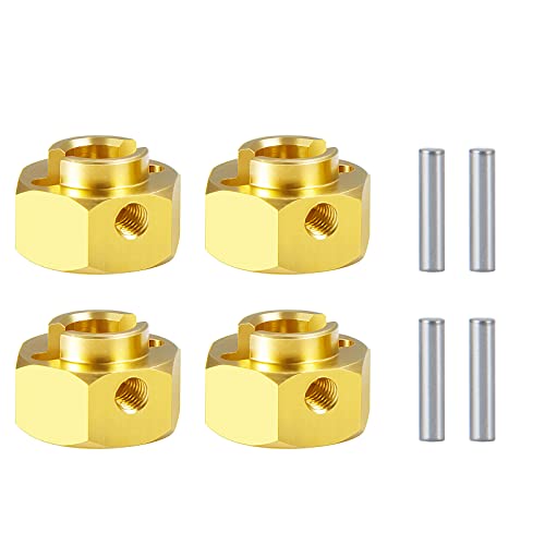 MORFUM RC Hex Hub 12mm Brass Wheels Hex 6mm Drive Extension Adapter with Pins Counterweight Compatible with Axial SCX10 III AXI03007 AXI03004 Capra RC Crawler Upgrades Part (6mm)