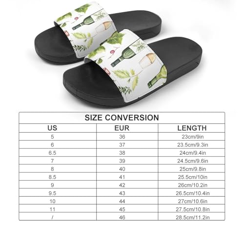 Wine Bottles Green Leaf Men's Bathroom Slippers Shower Indoor Home Beach Outdoor Shoes for Women2