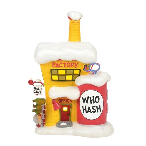 Department 56 Dr. Seuss Grinch Village The Who-Hash Factory Light Up Building 8.25 Inch Multicolor