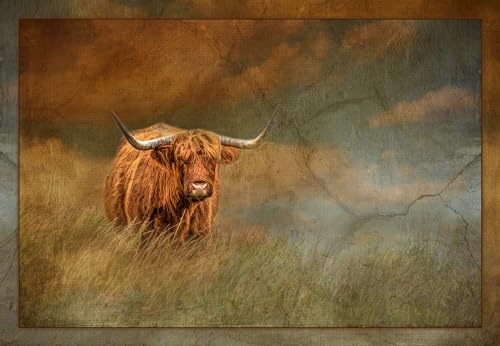 Highland Cow Fabric Panel, ACW-005, Panel Size is 26” X 18”, Quality Quilting Cotton