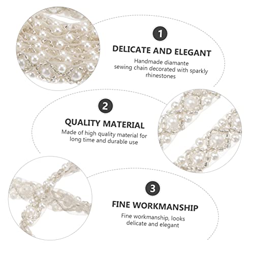 UKCOCO Wedding Decor Rhinestone Belts Ribbons Embroidery Fabric Trim Crystal Trim Patches Bridal Belt Applique Diamante Sewing Chain Applique Sew on Wedding Dress Crystal Applique - Image 4
