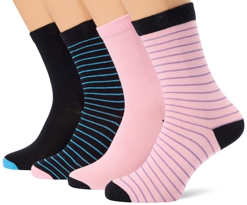 Jepa City Socks with Designs-Paquete de 4 Calcetines de algodón orgánico, Surtido, 36 para Mujer