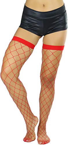Image of ToBeInStyle Women's Vibrant Large Net Fishnet Thigh High Elastic Nylon Novelty Stockings