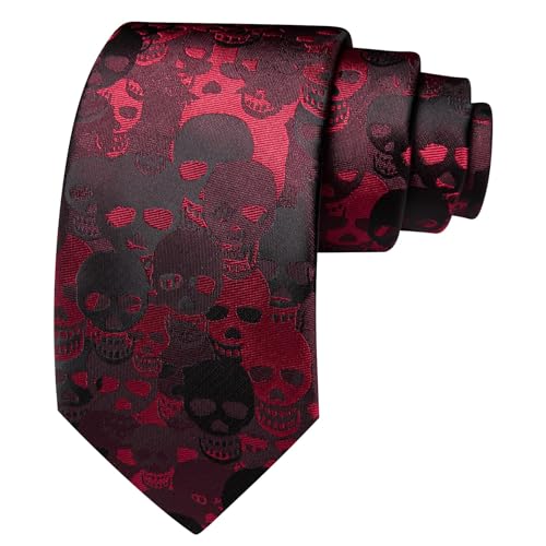 Image of Barry.Wang Man Tie Sets Skull Ties Animal Extra Long Necktie Silk Woven Handkerchief Cufflinks Festival Party Gift