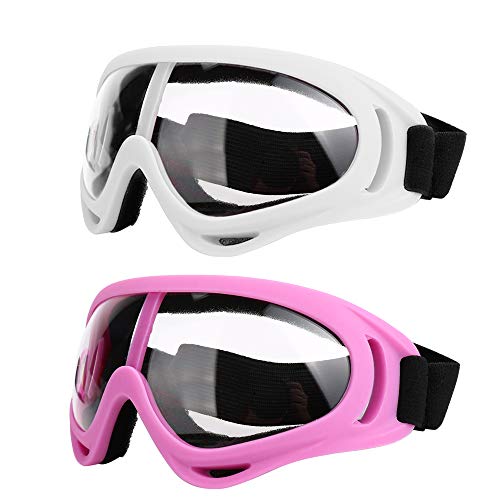 Image of LJDJ Motorcycle Goggles - Glasses Set of 2 - Dirt Bike ATV Motocross Anti-UV Adjustable Riding Offroad Protective Combat Tactical Military Goggles for Men Women Kids Youth Adult