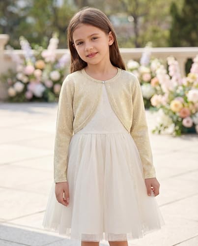 Image of BOLEROSE Girls Long Sleeve Sparkle Cardigan Childrens Kids Bolero Shrug