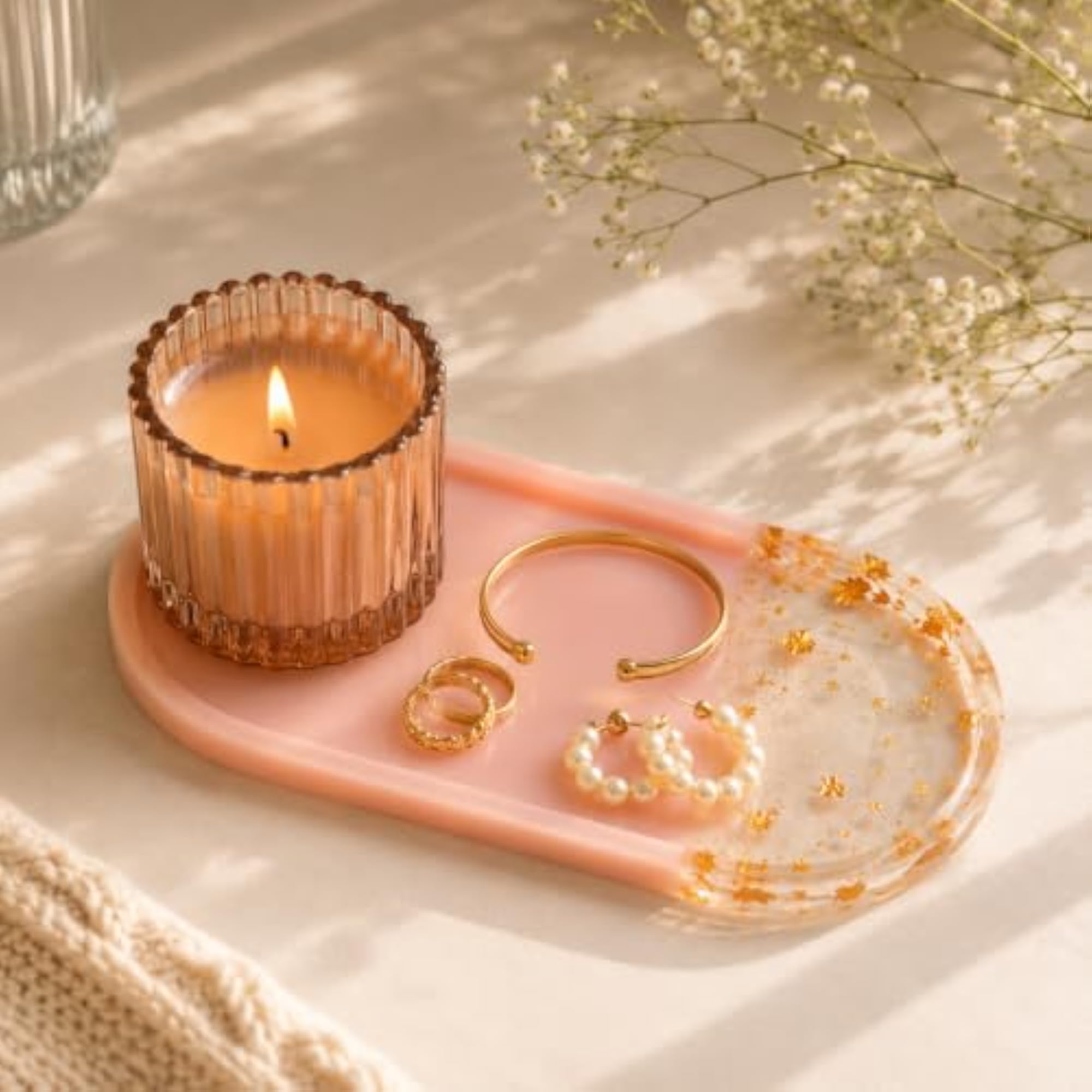 Handmade Pink Tray with Gold Foil