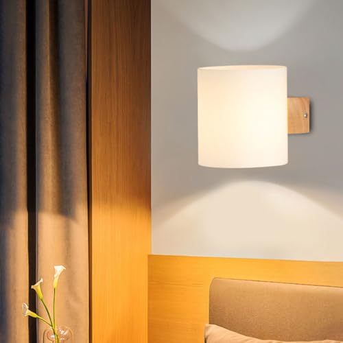 Apliques de pared de madera E27 blanco para iluminación de escaleras 3