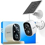 SOVMIKU CG6 Best Solar Security Camera Wireless Outdoor, Battery Powered Cam, Easy to Setup,PIR Motion Detection, Two Way Audio, Audible Flashlight Siren,2.4GHz Wi-Fi, Color Night Vision, SD Slot