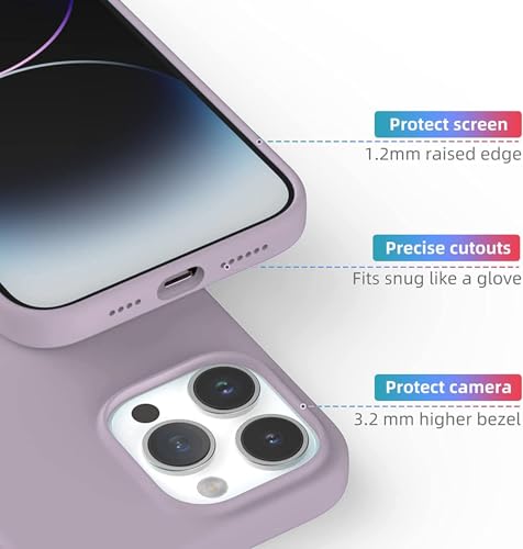 Image of DIZORO Microfiber Candy Case Compatible for iPhone 14 PRO, Shockproof Slim Back Cover Liquid Silicone Case (Lilac)