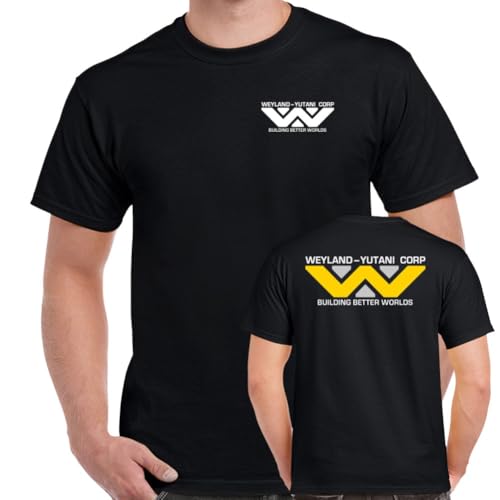 Future of Flight Weyland-Yutani Corp Logo Double Sided Adult T-Shirt-XL-Black