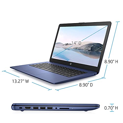 Image of HP Premium 14-inch HD Laptop, Intel Dual-Core Processor Up to 2.6GHz, 16GB RAM, 64GB eMMC Storage, Webcam, Bluetooth, HDMI, Wi-Fi, Blue, Windows 11 with 1 Year Microsoft 365 (Renewed)