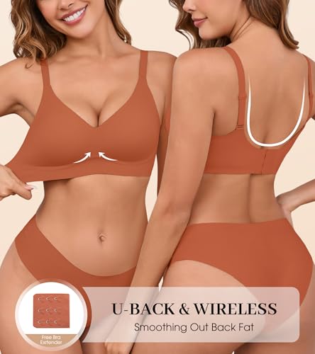 Image of DEANGELMON Seamless Bras for Women No Underwire Comfortable Push Up Bra V Neck Wireless Bralette Full Coverage Wire Free