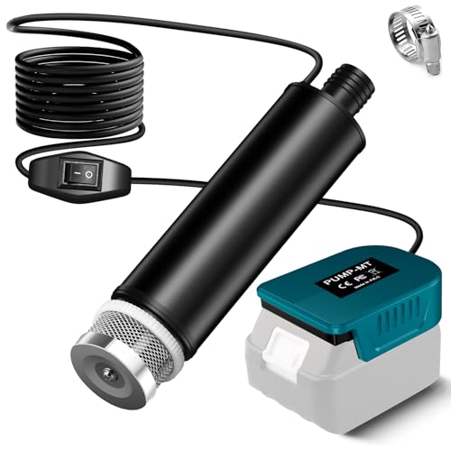 Wasserpumpe für Makita 18V Akku, 500GPH Tauchpumpe Schmutzwasserpumpe Saugpumpe Absaugpumpe Flachwasserpumpe, für Poolpumpen, Gartenbewässerung, Autowäsche, Pfütze, Camping, Keller(KEIN Akku)