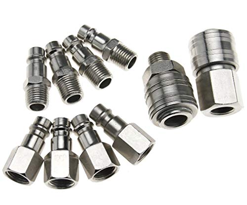 10PCS Air Line Connectors Euro Airline Hose Compressor Fittings 1/4 BSP Airline Fittings Thread Hose Connector Fittings Set