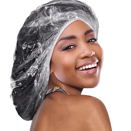 Dyrfolm 50 PCS Disposable Shower Caps - Extra Large, Waterproof Elastic, Thick Hair Caps For Bath & Spa