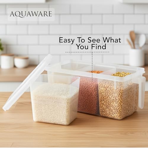 Image of Fridge Storage Boxes Food Grade Containers Plastic Storage Box With Cup, Lid And Handle - 5L Air Tight,Set Of 2, Transparent