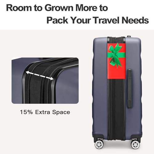 Kono 24 Inch Expandable Spinner Luggage with Wheels Hardshell Medium Checked Suitcase TSA Lock Navy3