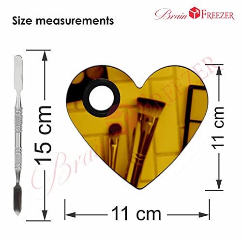 Image of Brain Freezer Shiny Makeup Palette with Stainless Steel Heart Shape Spatula, Golden 100 g