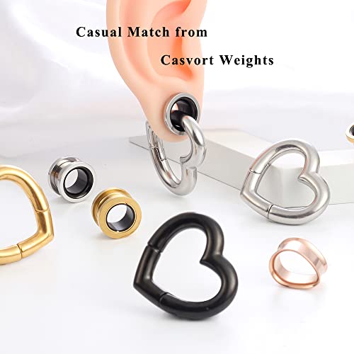 Casvort 4 Pcs 12Mm (1/2'') Hypoallergenic 316 Stainless Steel Round Screw Back Double Color Ear Plugs Tunnels Gauges Stretcher Piercings Body Jewelry thumb #7