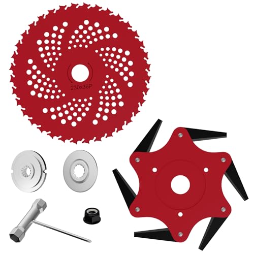 Blytra Weed Eater Blades Kit 6 Steel Trimmer Heads and 9 Inch 36 Teeth Brush Cutter Blade with Adapter Kit, Compatible with Trimmers and Weed Wackers
