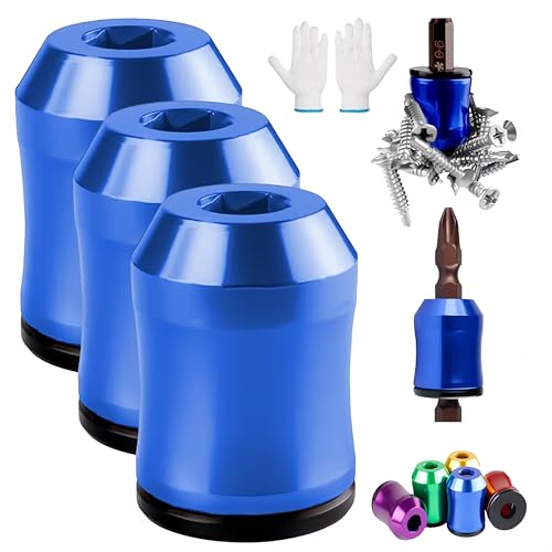 Screwdriver Head Magnetic Ring 2026 Upgraded Magnetizer Screw Removable Household Tool Magnetic Screw holder Universal Magnetizer for Hex Screwdrivers & Power Bits (3Pcs Blue)