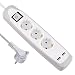 Produktbild Electraline 62153 Gummy-Line Steckdosenleiste 3-Fach mit Schalter + 2 USB 2.1A, Kabel 2m / Mehrfachsteckdose/Tischsteckdose Steckerleiste, Extra Flacher Stecker, grau