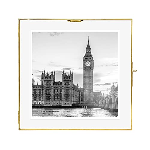 Isaac Jacobs 10x10 Gold Floating Picture Frame, Locket Closure, Wall Mount