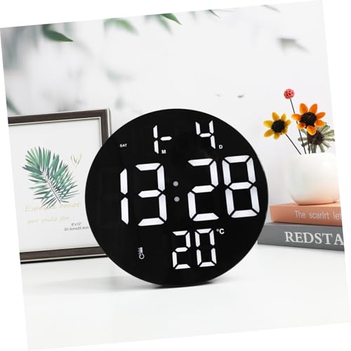 Horloge murale numérique multifonction à LED blanche réglable et télécommande - 6