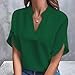 Women's Cold Shoulder Tops Summer Fashion Short Sleeve V Neck Casual Loose Solid Color Blouse Long Sleeve (Green, L) Womens Shirts Fall