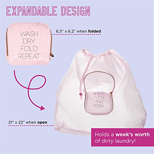 Miamica Soft Travel Laundry Bag With Zipper And Drawstring, Pink, 21” X 22” – Keep Your Dirty Clothes Separate And Your Suitcase Organized – Expandable, Durable, And Foldable Laundry Bag #TOP1