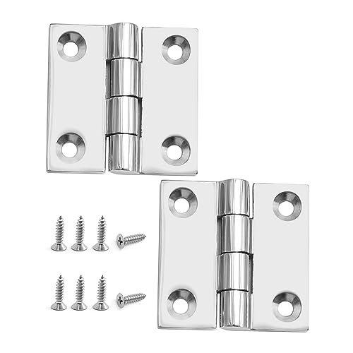 2 bisagras de barco con tornillos, 50 mm x 50 mm, acero inoxidable 316 resistente, sin ruido, grado marino