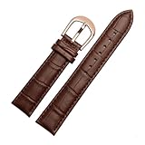 WHARGTSL Compatible Fit For pulseras Casio/Armani/TITUS, accesorios for hombres y mujeres, correa de cuero suave y cómoda de 18 mm, 20 mm y 22 mm.(Brown rose pin,22mm)