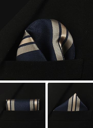 Image of Striped Plaid Polka Dot Mens Tie Formal Necktie Pocket Squares Ties Clips Cufflinks Classic for Men Set