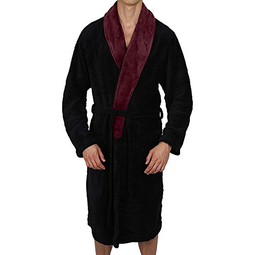Luxurious Men's & Womens Hooded Robe & Shawl Collar Soft Fleece Bathrobe Spa Robe