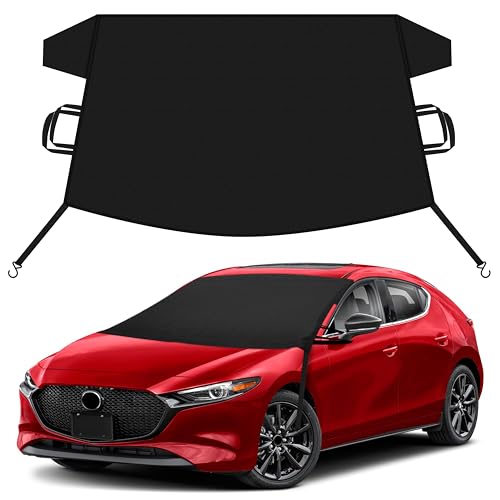 Image of EcoNour Car Snow Cover Compatible for Mazda 3 | Windshield Cover for Ice and Snow with S-Hook Straps | Heavy-Duty 600D Oxford Winter Car Cover, Waterproof & Anti-Slip