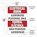 1PC Electrical Room Sign Bilingual, 14 x 10 Inches - Aluminum - Authorized Personnel Only - Electric Room Signage For Door