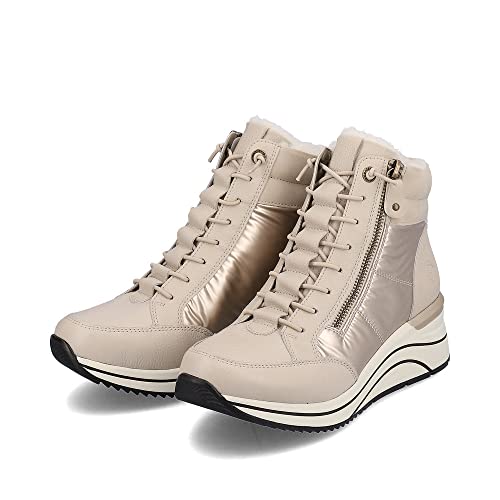 Remonte Damen Schnürstiefeletten D0T72, Frauen Stiefeletten,lose Einlage,halbstiefel,Kurzstiefel,uebergangsschuhe,beige Kombi (60),38 EU – Ansicht 6