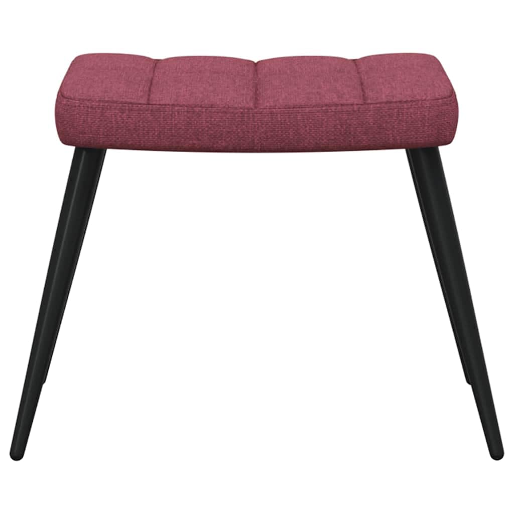 Sillón de relax con taburete, tejido rojo vino, 61 x 70 x 96,5 cm, moderno, cómodo asiento acolchado con patas de madera, para salón, dormitorio, oficina