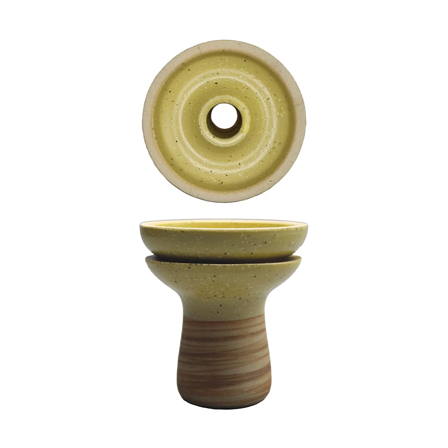 Ceramic Hookah Bowl Set Speckled Glaze Finish Multi-Color Collection with Blue Yellow Gray and Terracotta Traditional Middle Eastern