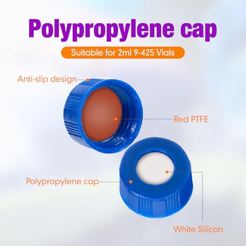 Fioles HPLC 2ml Pekybio avec bouchons filetés 9mm et septa PTFE silicone - 2